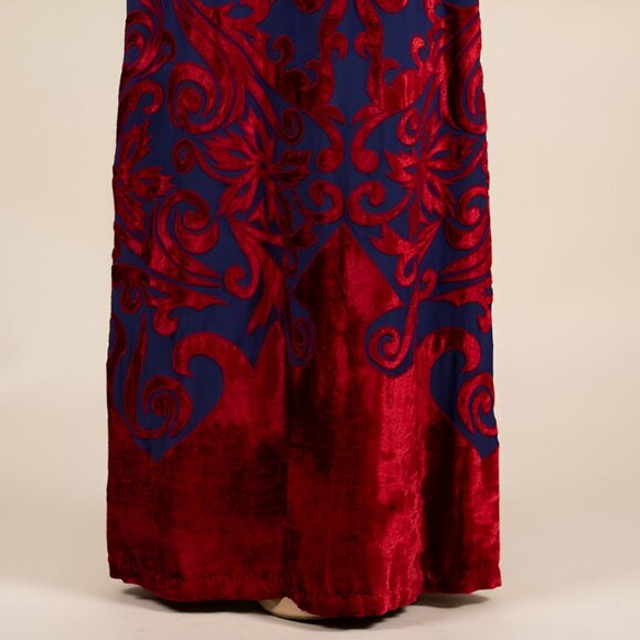 NWT Free People Dress SIZE 2 Blue Red Burnt Velvet Bohemian Boho Maxi Festival - Picture 3 of 10
